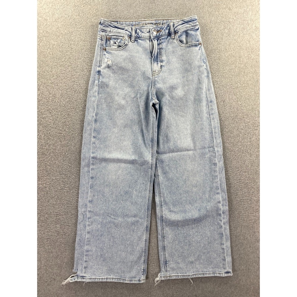 American Eagle Jeans Womens 27x26 Blue Super High Rise Baggy Wide‎ Leg Boho